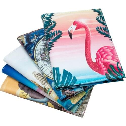 World map Color mixing buckle unisex passport cover with traveling Built in RFID Blocking Protect personal information