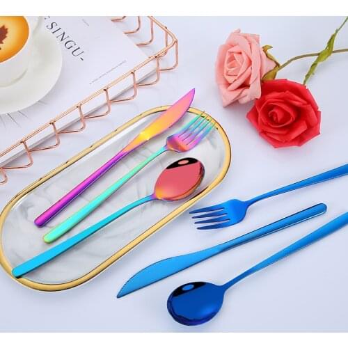 OHFIN 3Pcs/Set Stainless Steel Dinnerware Sets Tableware Set Wood Handle Dinnerware Knife Fork Spoon Teaspoon Cutlery Set