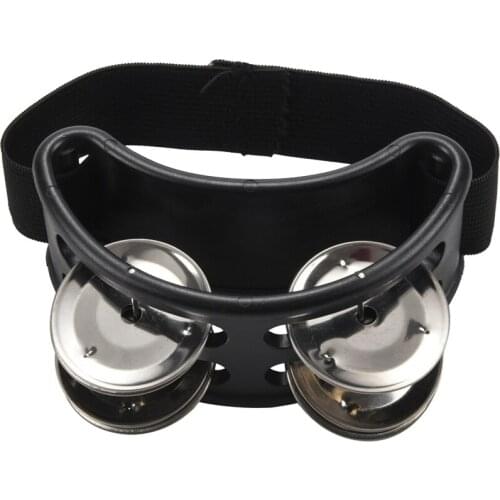 Percussion Foot Tambourine with Metal Jingles, Black