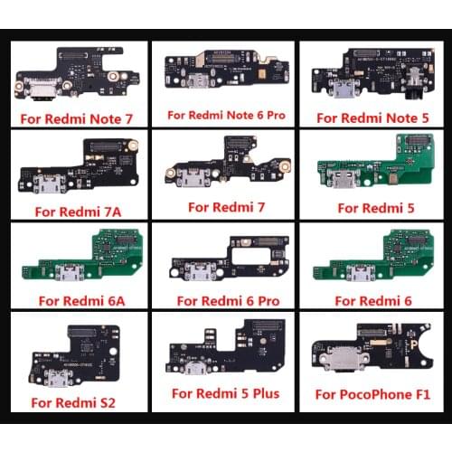 Charging Port Connector Board Parts Flex Cable With Microphone Mic For XiaoMi PocoPhone F1 Redmi Note 7 6 5 Pro Plus 7A 6A S2