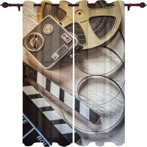 Retro Projector Film Valance Curtains For Living Room Study Youth Bedroom Kitchen Outdoor Windows Custom Cotton Linen