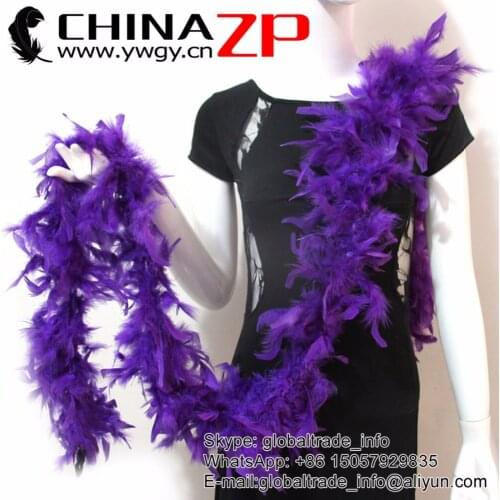 Retail and Wholesale from CHINAZP Factory 2yards/lot Cheap High Quality 40G Fluffy Dyed Eggplant Chandelle Feather Boa