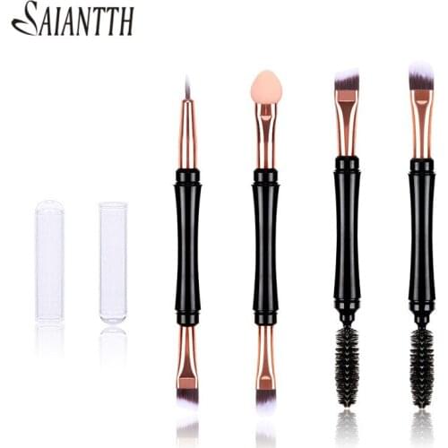 Saiantth Single double head black eyebrow brush eyelashes eyeliner makeup brushes eyeshadow concealer professional beauty tool