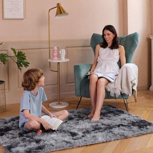 Grey Carpet Tie Dyeing Plush Soft Carpets For Living Room Bedroom Anti-slip Floor Mats Bedroom carpet Living room rugs