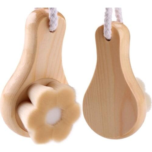 Bamboo Charcoal Fiber Facial Brushes Soft Facial Cleanser Pore Cleaner Exfoliate Cleaning Brush Wood Handle Face Skin Care Tool