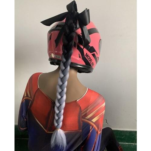 Helmet braid Punk Style Motorcycle Scattered Gradient Ramp Helmet Braids Twist Braid Horn Motocross Motorbike Off Road Moto