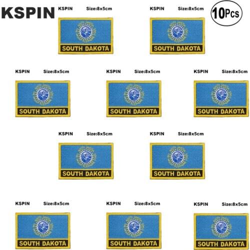 U.S.A South Dakota Rectangle Flag Embroidery Patches Iron on Saw on Transfer patches Sewing Applications