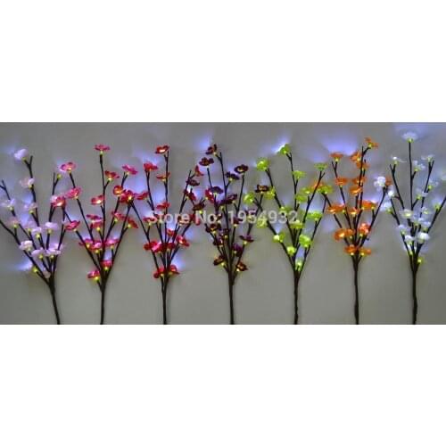 LED Battery Blossom Plum Branch Light 20" 20L White LED light up Blossom Branch 7 Colors of Blossom Plum for you to Choice