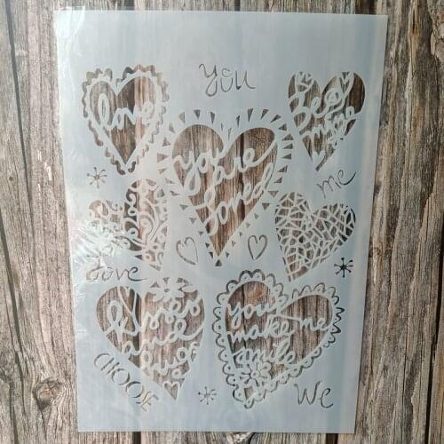 A4 Size DIY Craft Mandala Love Stencil for Painting on Wood,Fabric,Walls Art Scrapbooking Stamping Album Embossing Paper Cards