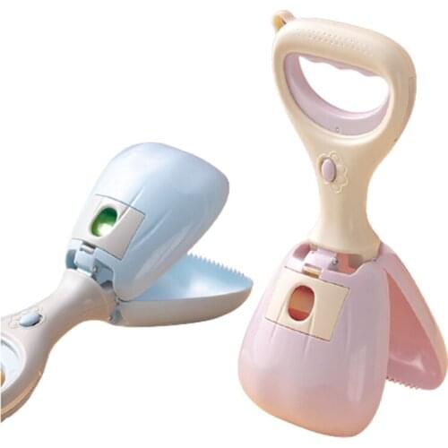 Pet Portable Shovel Feces Clamp Toilet Large Diameter Thick Material Easy To Carry with Built-In Bag Arc Handle Comfortable Grip