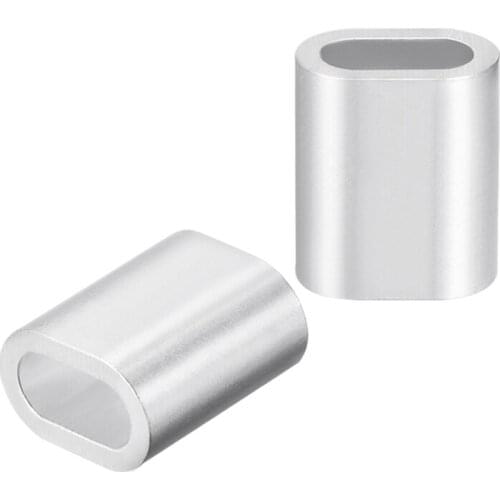 Uxcell 20Pcs M4 Aluminum Oval Sleeve 4.4mm(11/64 Inches) Steel Wire Rope Sleeves Crimping Sleeves Clips Cable Ferrules