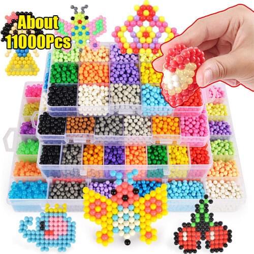 600-11000Pcs Refill Hama Beads Puzzle 3D Handmade Magic Aquabeads DIY Water Spray Beads Set Ball Games Children Toys for girls