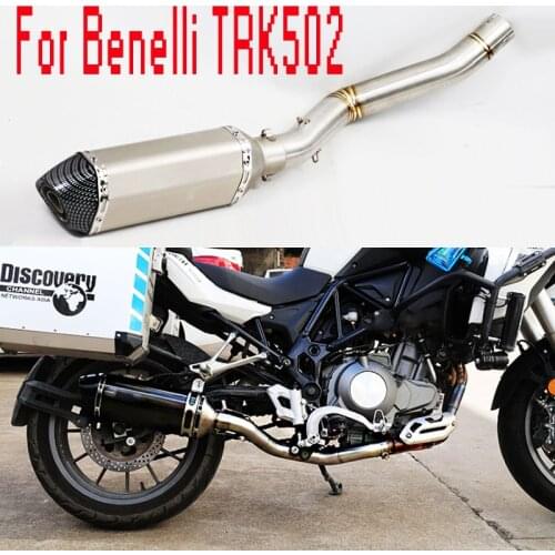 For Benelli TRK502 Exhaust Motorcycle Full Exhaust System Slip-On Muffler Escape Mid Tube DB killer For Benelli TRK 502 BE050