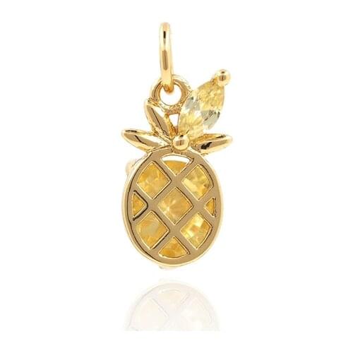 Golden Pineapple Pendant Jewelry,Micropavé Cubic Zirconia Fruit Necklace,Pineapple Pendant,DIY Jewelry Components 13.2×6×3.7mm