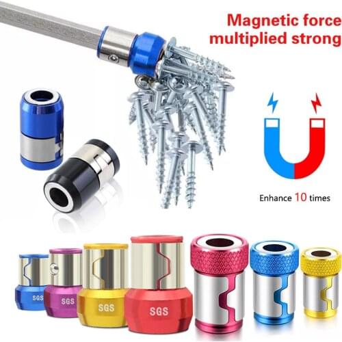 1/4" Powerful Magnetizer Ring Screw Magnetic Bracket Removable Screwdriver Bit Driver Holder Locator for Screwdriver Power Bits