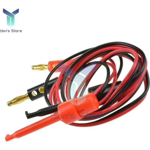 1 Pair 4mm Connector Banana Plug to Test Hook Clip Lead Cable Gold Plated For Multimeter Test Lead Cable Equipment Black and Red