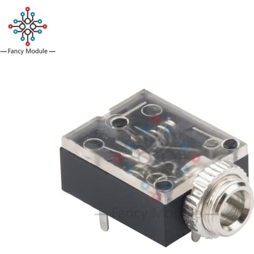 10pcs 5 Pin 3.5mm Stereo Audio Jack Socket PCB Panel Mount for Headphone With Nut PJ-324M