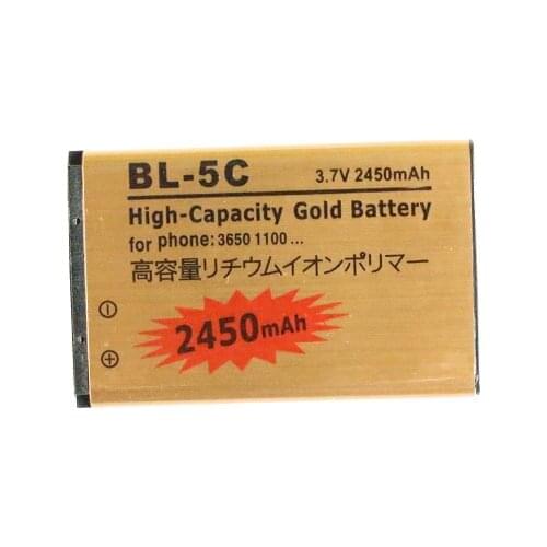 10pcs/lot 2450mAh BL-5C BL5C BL 5C Gold Replacement Battery For Nokia C1-01 C1-02 C1-03 C2-00 C2-01 C2-02 C2-03 C2-06 C2-07 ect