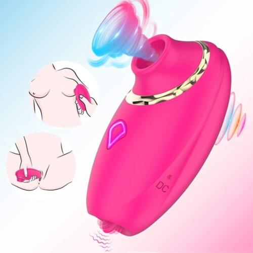 2 in 1 Clit Sucking & Licking Vibrator Tongue Stimulator Vaginal Breast Nipple for Quick Orgasm Adult Sex Toy for Women Couples