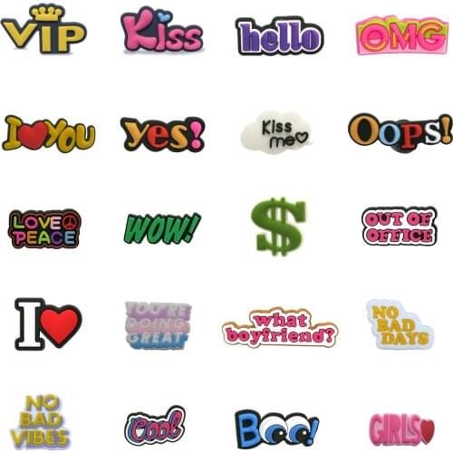 20kinds Cartoon phrases of Shoe Charms jibz for croc Accessories Shoe Designer for Kids Party Gifts