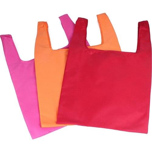6/12pcs 38x40cm Solid Color Folding Eco Bag Waterproof Portable Bags Storage Supermarket Shopping Bag