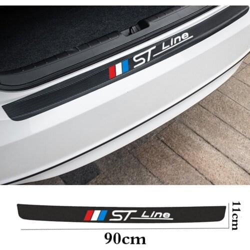 For Ford Focus MK2 ST Stline Vignale F150 Accessories Carbon Fiber Car Rear Bumper Trunk Guard Protected Leather Stickers Decals