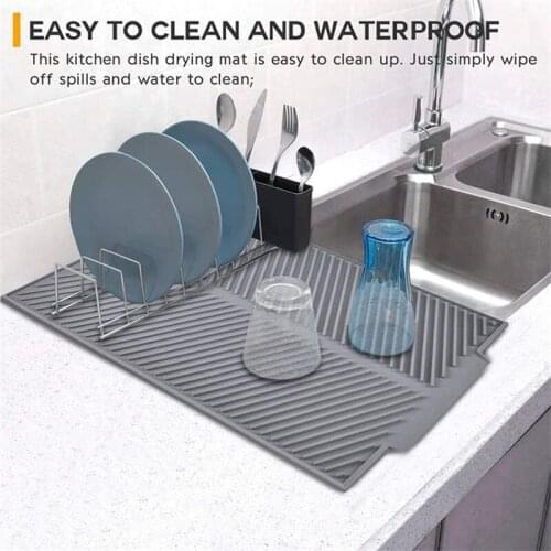 Big Silicone Dish Drying Mat Heat Resistant Draining Tableware Dishwaser Durable Cushion Pad Dinnerware Table Mat Placemat Tool