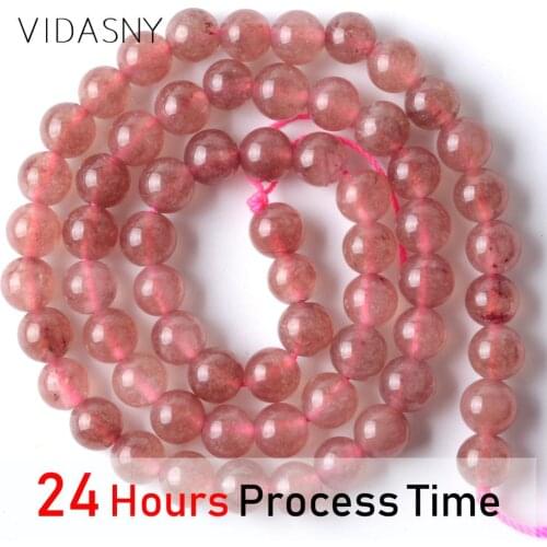 Strawberry Quartzs Crystal Mineral Beads For Jewelry Making 6 8 10mm Needlework Beads Natural Stone Diy Bracelets 15'Strand