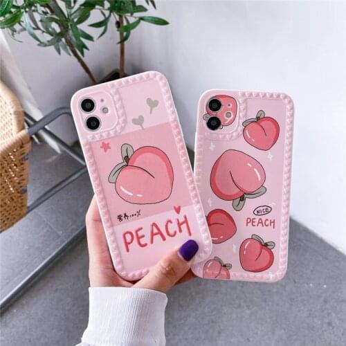 Love Frame Pink Peach Cute Case For iPhone 12 Pro Max Mini 11 X XR Xs Max 6 7 8 Plus SE 2020 Soft TPU Silicone Cover Fundas