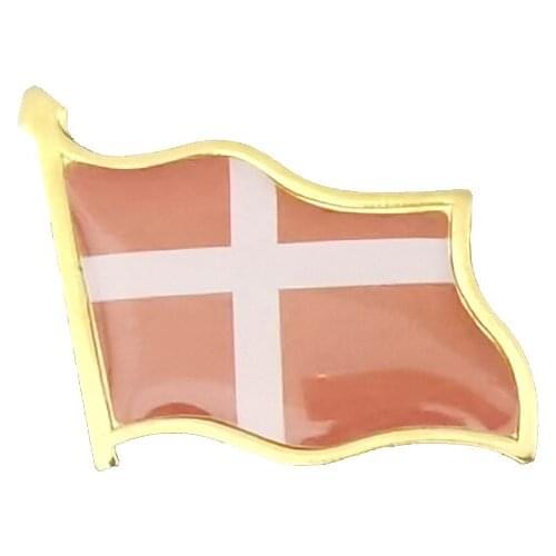 Denmark Flag Brooch Electroplated Gold Badge Lapel Pin Backpack/Collar/Hat/School Bag
