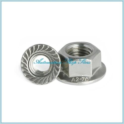 10PCS M3 M4 M5 M6 M8 304 Stainless Steel Flanged Hex Nut Flange Nuts DIN6923