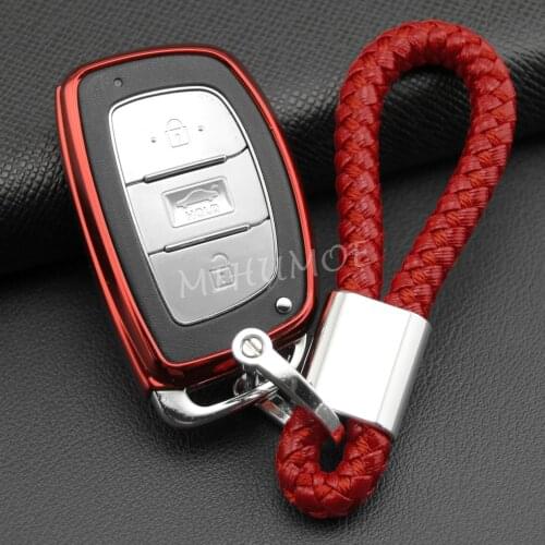 Smart Car Key Case Cover Fob Holder For Hyundai Elantra Tucson Sonata TPU Soft Red