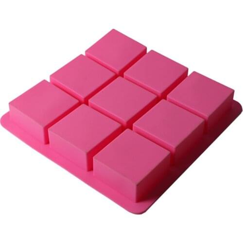 Facemile 9 Cavity Silicone Mold for Making Soaps 3D Plain Soap Mold Rectangle DIY Handmade Soap Form Tray Mould