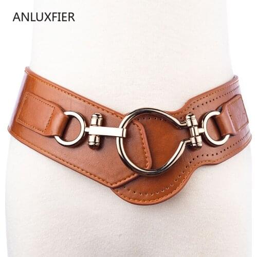 H9845 Women Leather Belt Female Wide Elastic Simple Retro Waist Seal Accessories High Quality Fashion Luxury Vintage Lady Girdle