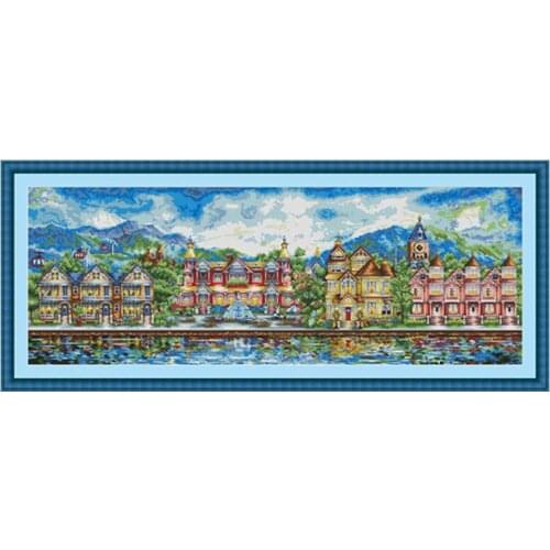 European town scenery patterns Counted Cross Stitch 11CT 14CT 18CT DIY Cross Stitch Kits Embroidery Needlework Sets home decor