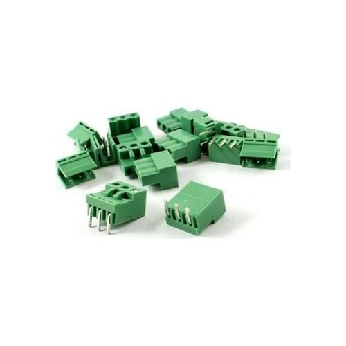 10 Set AC 300V 10A 5.08mm Spacing 3 Pin Screw Pluggable Terminal Block Green