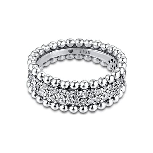 Rings silver 925 original Beaded Pave Band Ring For Woman Jewelry Making Fashion European Rings Silver Jewelry