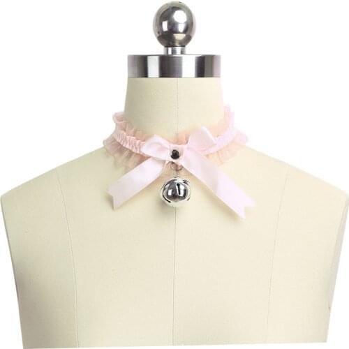 Kitten Play Collar DDLG Choker Necklace Lace Little Bow Bell
