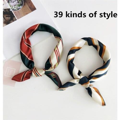2019 Hot Sales Silk Hair Head Neck Feel Satin Scarf Square Letter Scarf Elegant Womens Collar Handkerchief Bandana Ladis hijab