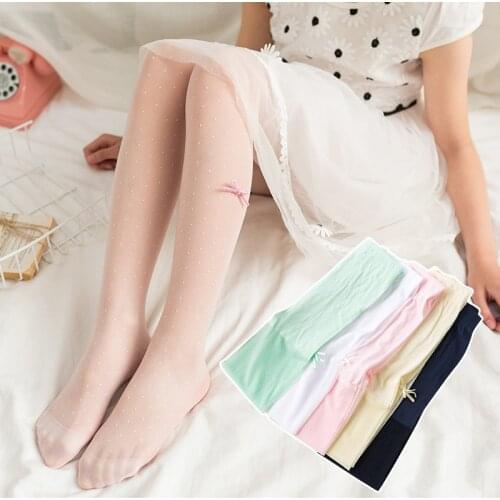 Fashion summer girl lovely Dot bow pantyhose ultra-thin Children Clothing Girls stockings kids dance Tights