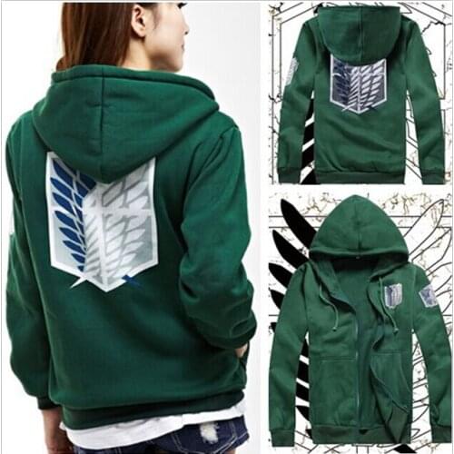 2021 hot New 2 Colors Anime Attack on Titan Unisex Cosplay Costume Green/Black Hoodie Scouting Legion Hooded Jacket Top