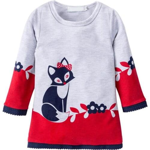 New Autumn Double-layer Warm Long Sleeve Kids Fox Clothing Winter Girl Thick Sweater Dress Children Clothes 2-7Y