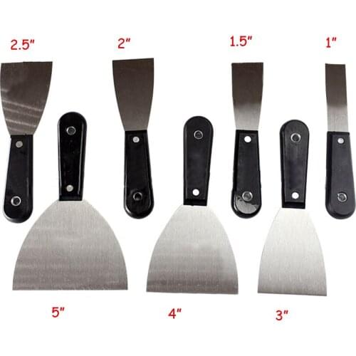 7pcs Carbon Steel Putty Knife Scraper Plastic Handle Wall Shovel Plastering Knife Hand Construction Tool 1" 1.5" 2"2.5"3"4"5"