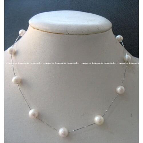 Wholesale 7.5-8.5 freshwater pearl S925 white round necklace 16"