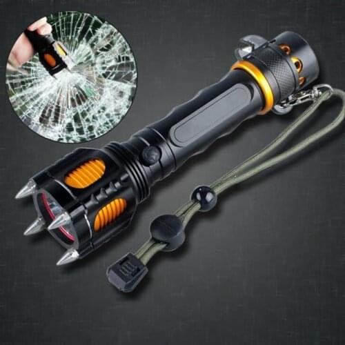 Rechargable T6 LED Flashlight, 800 Lumen Light with 5 Modes, Siren, Security Tactical Light Camping and Emergency Flashlights