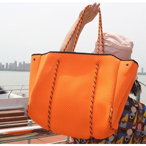 Casual Neoprene Large Capacity Tote Women Shoulder Bags Designer Beach Handbags Luxury Summer Big Shopper Bag Female Purse 2021
