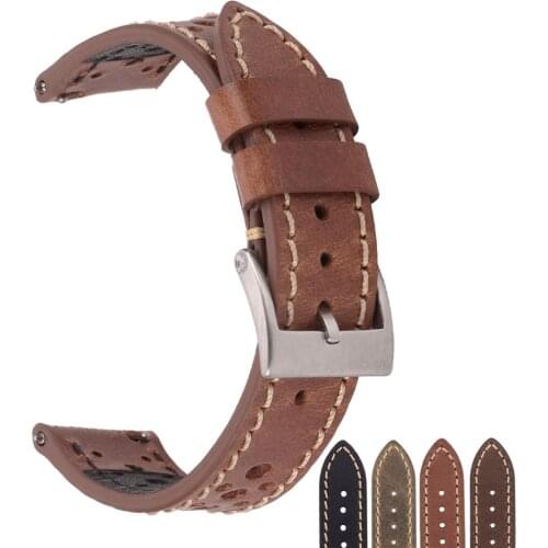 Italy Buttero Leather Watch bands Quick Release Italian Genuine Leather watch Strap 20mm 22mm Brown Black