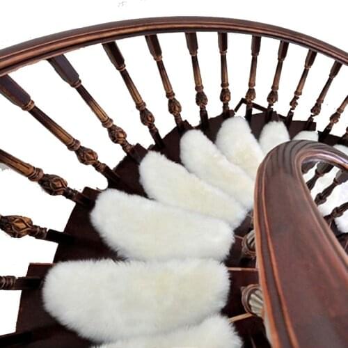 Self-adhesive Stairs Carpet Long Pile Faux Fur Rug Non Slip Self-adhensive Rectangle Stair Mats Step Rug Carpet Protection