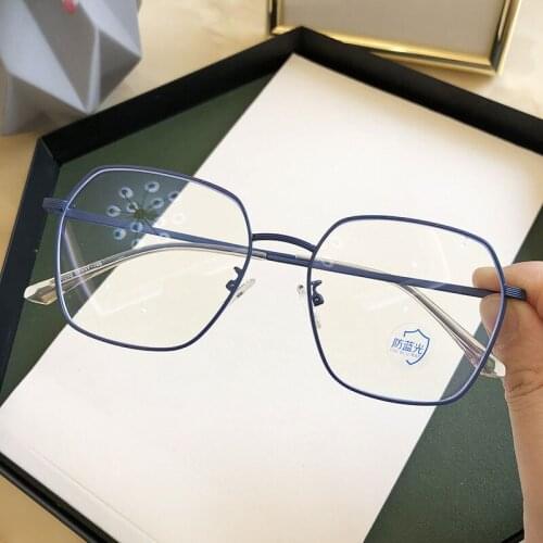 Blue Light Glasses Candy Color Alloy Square Spectacle Frames Men Vintage Retro Computer Glasses Clear Lens Oversized Eyewear