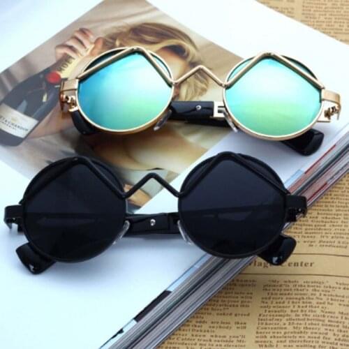 Q Vintage Men Sunglasses Classic Round Metal Frame Women Eyewear Retro Glasses Brand Designer Steampunk Sunglass Oculos De sol